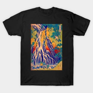 "Pilgrims at Kirifuri Waterfall on Mount Kurokami" by Katsushika Hokusai (1831-32) TECHNICOLOR REMASTERED T-Shirt